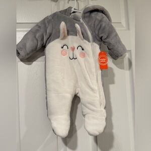 Wonder Nation Gray and White Bunny Footie